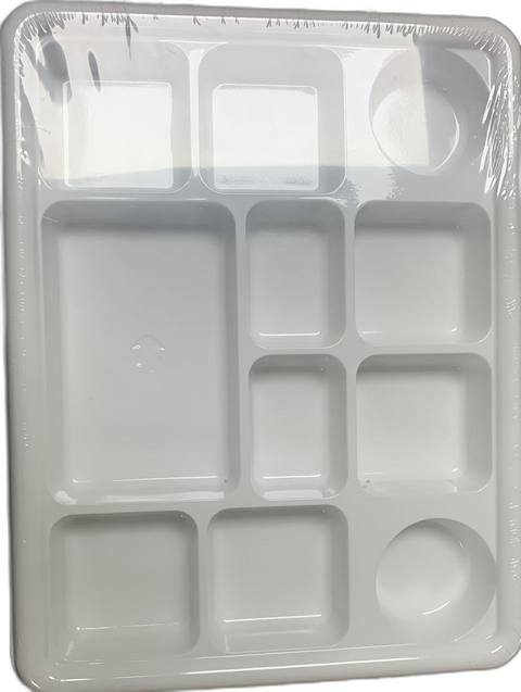 White 11 Compartment Disposable Plastic Plates - 200 Pcs